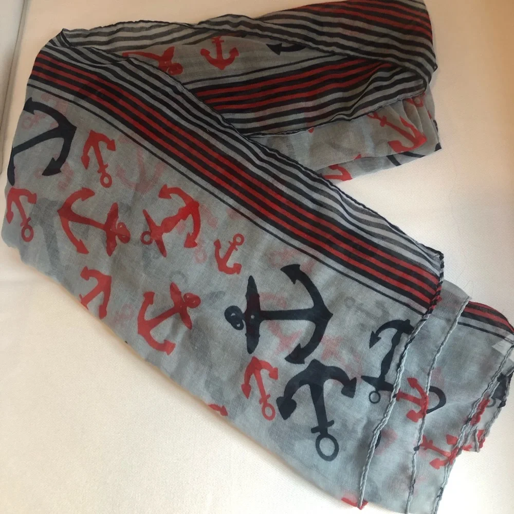 Blue and red anchor scarf from 2 Chic - Picture 3 of 3